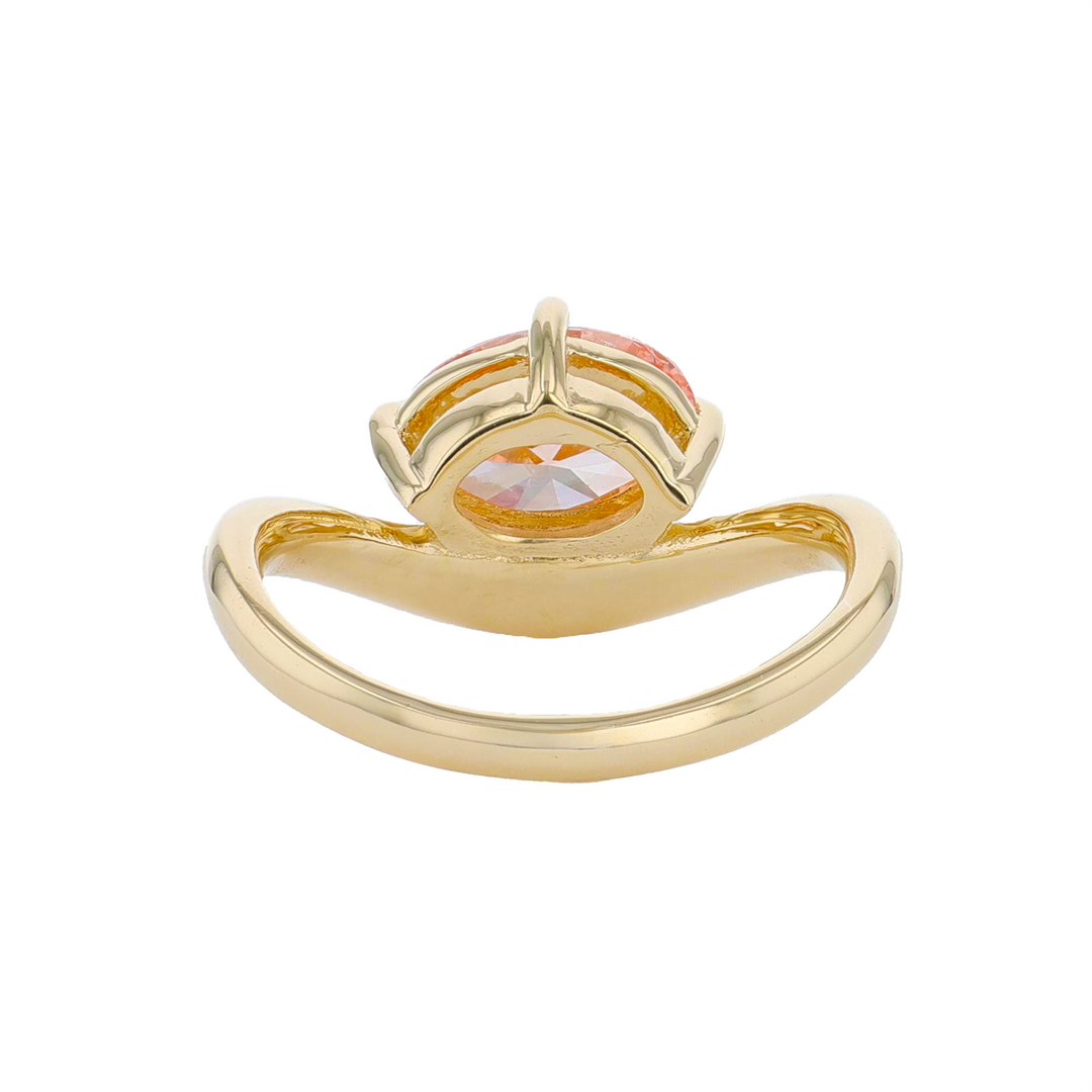 HARMONY CUSTOM 14KT Yellow Gold 1.54ct Lab Grown Fancy Orangy Pink Oval Cut Solitaire Diamond Ring
