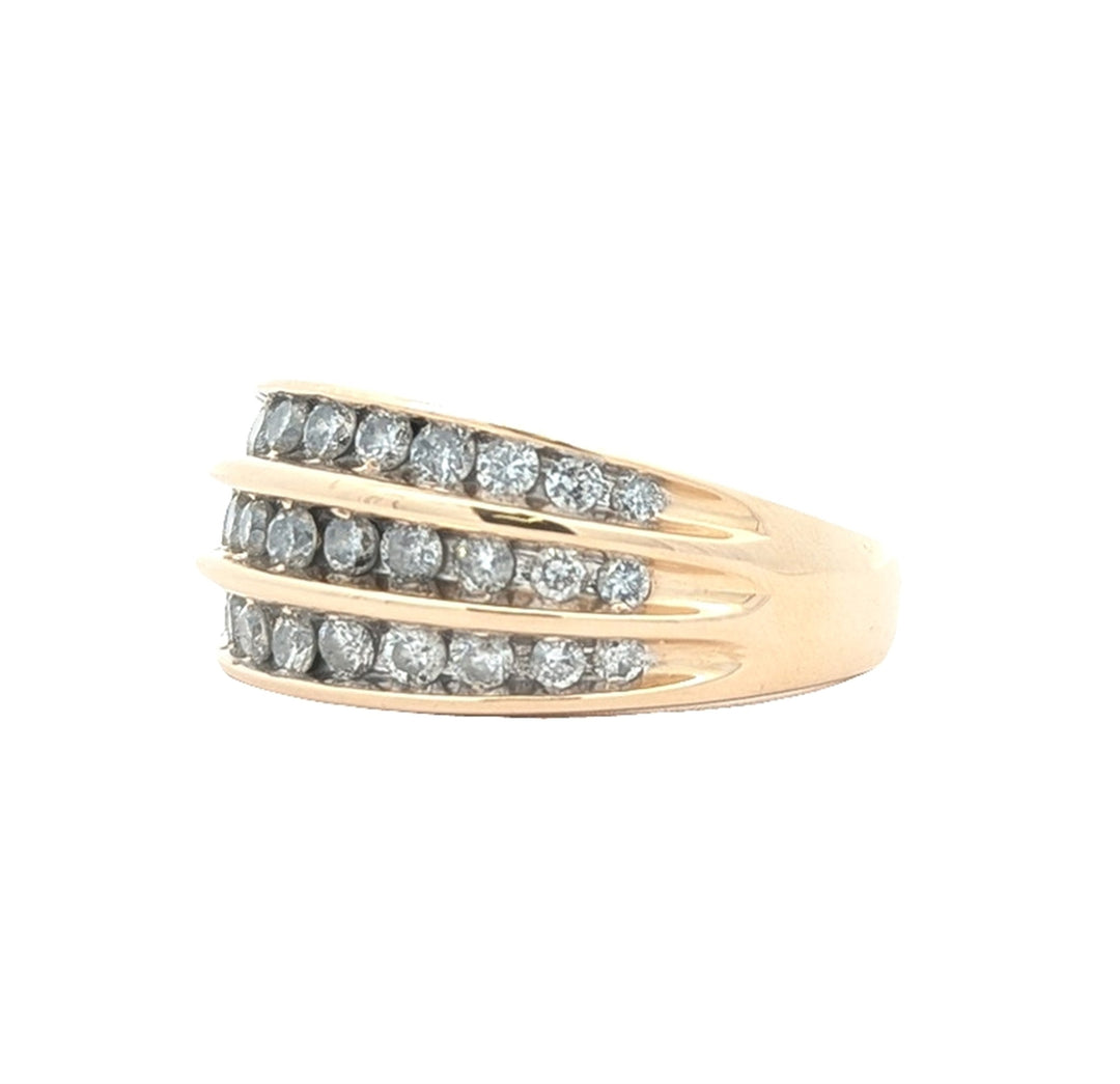 14KT Yellow Gold 1.00ctw Diamond Estate Cluster Band