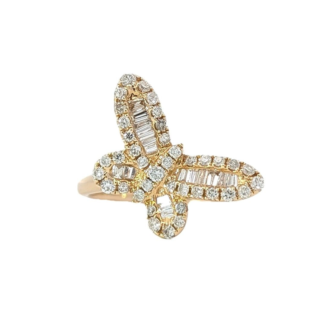 14KT Yellow Gold 0.69ctw Diamond Butterfly Ring