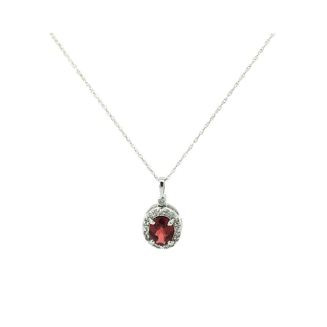 10KT White Gold Ruby and 0.12ctw Diamond Estate 18" Necklace