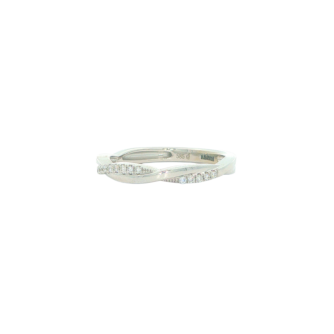 14KT White Gold Crossover French-Pave 0.09 tcw Diamond Band