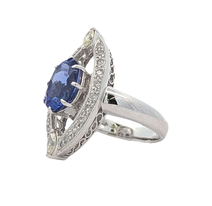 18KT White Gold Tanzanite and 2.59ctw Diamond Ring