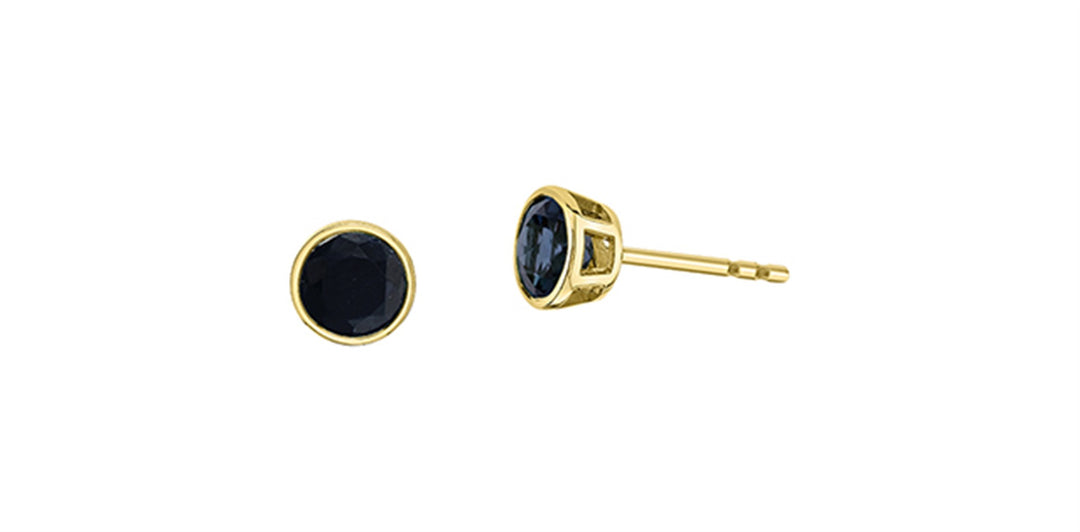 10K Yellow Gold Sapphire Stud Earrings