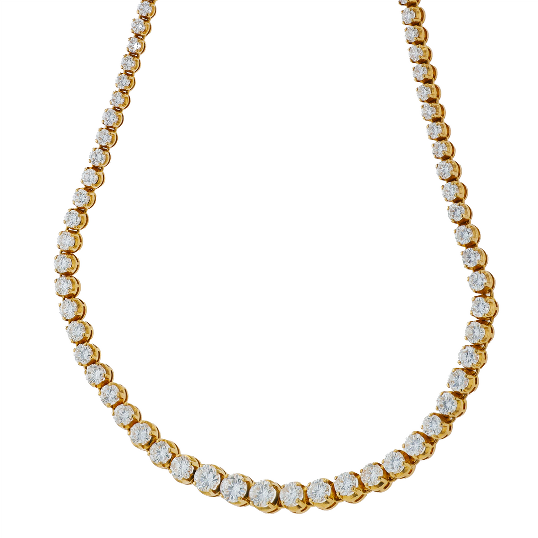 18KT Yellow Gold 13.25ctw Diamond Graduated Tennis Estate Necklace 15"