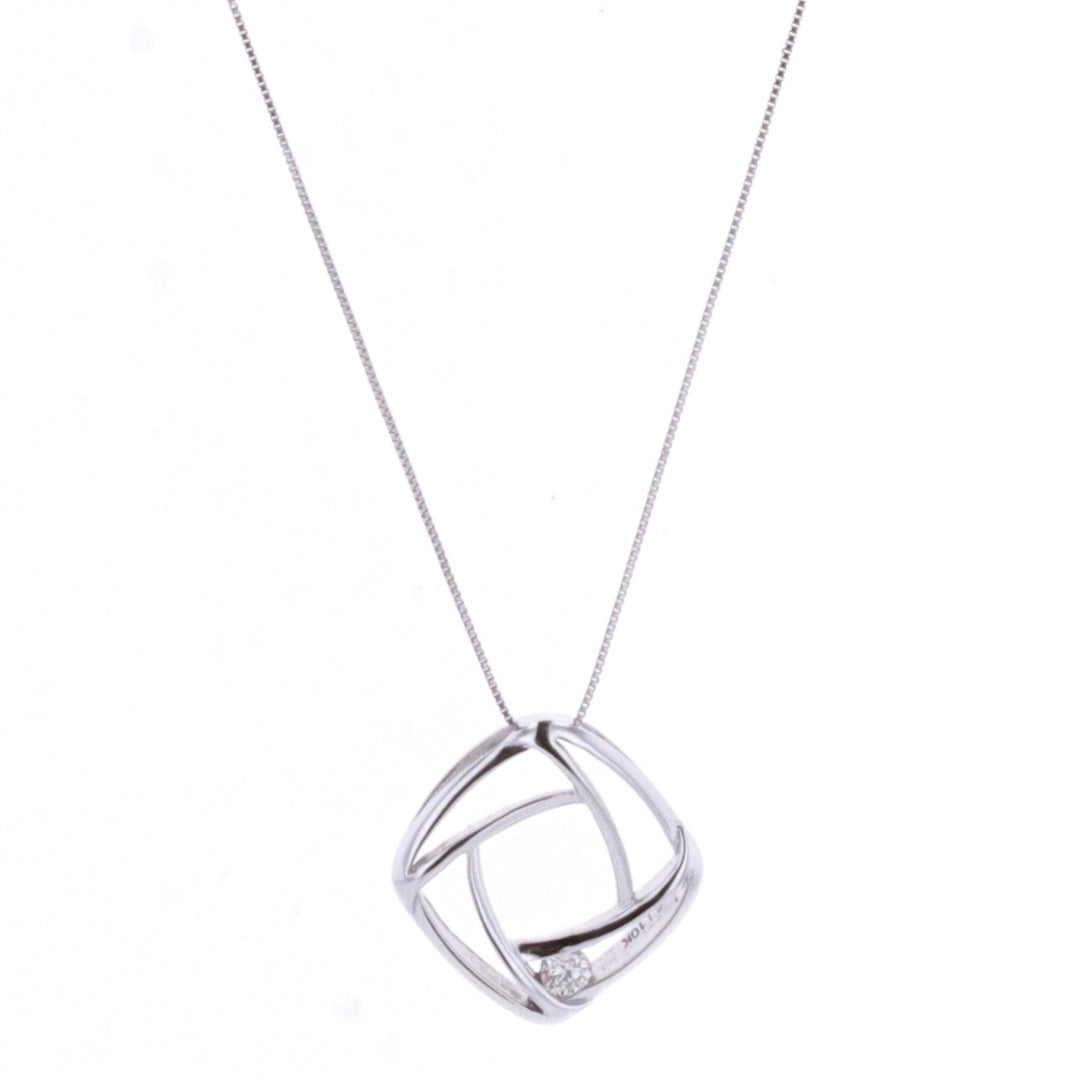 10KT White Gold 0.08ctw Canadian Diamond Necklace